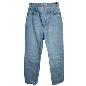 Abercrombie & Fitch Curve Love Dad High Rise Blue Denim Jeans Womens Size 26 2 S